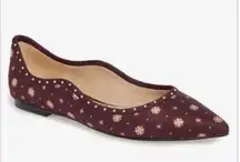 Sam Edelman maroon &  gold floral print ballet flat