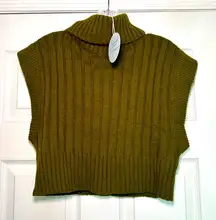 NWT Cloud Ten‎ Green Ribbed Turtle neck Sweater vest women’s small fall layering