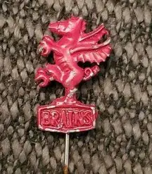 Welsh Dragon Brains Enamel Hat Lapel Tie Pin Red Collectible Europe Vintage