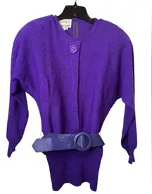 Vintage Raul Blanco Purple Women's Cardigan with Belt
