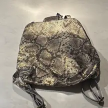 Jane Marie Piper Gold and Black Snakeskin Patterned Leather Women's Backpack