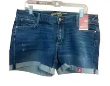 Arizona Woman’s MIDI Denim Roll Up Shorts Sz 15 NWT