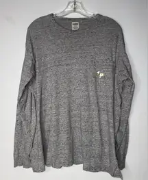 VICTORIAS SECRET‎ PINK Shirt Rare Bling Big Dog Campus Pocket Womens Size M Gray