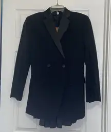 Burberry Black Wool And Taffeta Cut-out Back Tuxedo Jacket, NWT