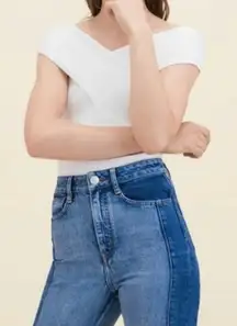 Maje Manhattan Blanc Ribbed Two Way Top Size 2