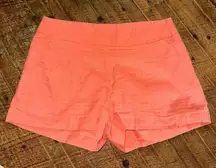 J Crew coral flat front cotton linen preppy size 4 shorts