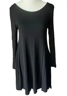 Women's S Black‎ Long Sleeve Dress Casual Classic Pockets Neutral Stretch