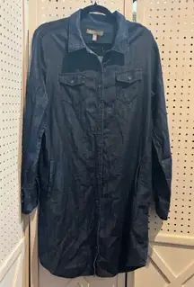 Banana Republic Womens Denim Dress Long Sleeve Button Down‎ Pockets Dark Blue