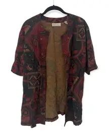 Karen Scott Vintage Open Front Abstract Print Blouse – Size M