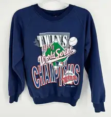 Vintage MLB 90s Twins World‎ Series Navy Sweatshirt Size Medium