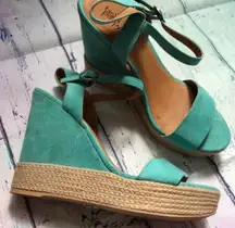 brand teal/aqua suede wedges