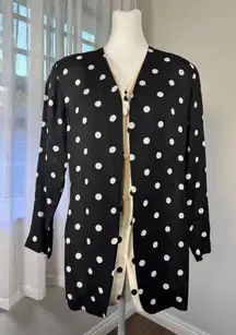 Vintage ‘90s Anne Klein 100% Silk Black Polka Dot Layered Button Down Blouse