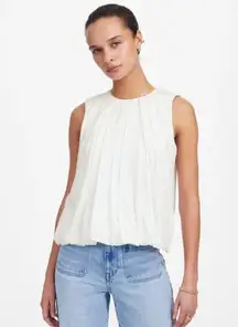 NWT Madewell White Sleeveless Bubble Fashion Top - Medium