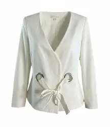 Elegant White Blazer with Tie Detail