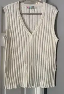 Free People Beach Veda Sweater Vest MED Cream White Boho Festival Preppy Student