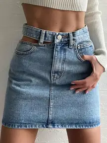 Denim High Waist Cut Out Short Skirt‎