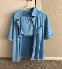 7 For All Mankind Blue Terry Cloth 3 Piece Set