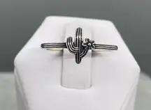 Sz 10 - Dainty Solid Sterling Silver Saguaro Cactus Ring