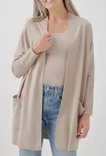 Pact Airplane Cardigan Size L/XL Organic Cotton Neutral Cream Tan Staple
