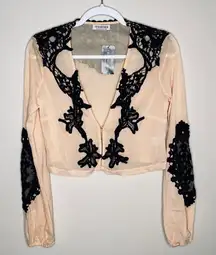 Fashion Nova Love Speeding Top‎ Blush Mesh Long Balloon Sleeve Cropped Cardigan