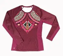 Athleta Cool Down XS Womans Long Sleeve Crew Shirt Extra Small‎ 427852 Geometric