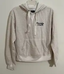 Abercrombie & Fitch Women’s Cream Striped Hoodie Size Small