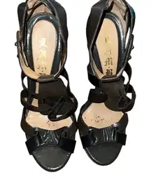 L. A. M. B Brown, Black and Green Heel Sandals Size 8 M
