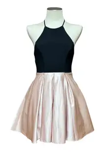 DJ-Jaz Halter Cocktail Dress with Pockets Dusty Pink Black 3