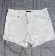 Abercrombie White Ripped Jean Shorts
