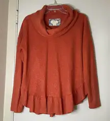 Anthropologie Maeve Addie Ruffled Hacci Orange cowl neck Sweater size XS