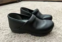 Black Leather Clogs