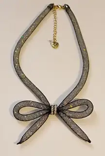 Betsey Johnson Black Mesh Bow Necklace