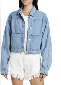 Denim Cropped Jacket Light Wash Womens Sz Small Western