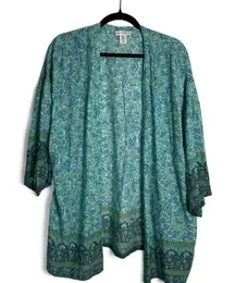 Cupcakes And Cashmere Womens Blue Floral Kimono Open Front US‎ M