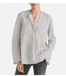 Madewell Brighton Striped Popover Tunic Shirt with Flare Bell Sleeves - Size M