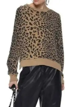 Current/Elliott Leopard Crew Neck Sweater Open Back Oversized Brown Black 1 S