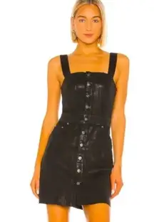 Pistola Black Waxed Denim Jumper Dress Sleeveless Button-Down Size Small Women's