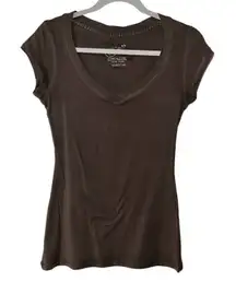 JOE & CO Brown Scoop Neck Form Fitting Top Medium