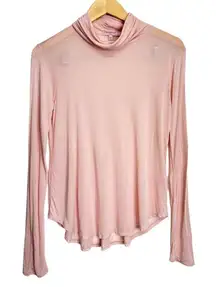 Calypso Pink Turtleneck Long Sleeve Cashmere‎ Blend Shirt Size Small