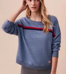 Sundry Striped Crewneck Sweatshirt Heart‎ Patch  Blue & Red Size 3 Large