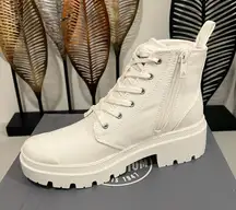Palladium PALLABASE TWILL Women's White Ankle Boots Size 6.5