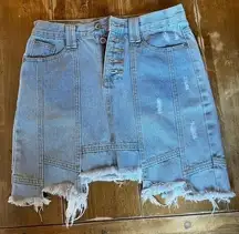 Distressed Denim Mini Skirt