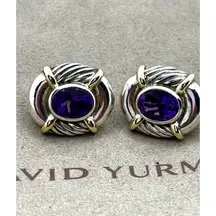 DAVID YURMAN 14K Gold & 925 Silver Oval Albion Amethyst Earrings