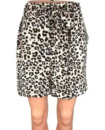 NEW Bar III Animal Leopard Print Multicolor Tie Belt Paper bag Wide Leg Shorts 6