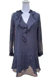 Zara Basic Collection Long Sleeve Dress Blue Dots Women's Size Extra Small