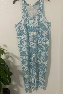 Colsie Blue Tie Dye Jumper Romper Crop Jumpsuit Fleece Lounge Casual Size Medium