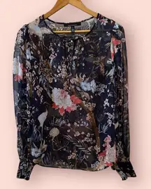 Women's White House Black‎ Shear Sparkly Market Blouse, S, Navy Multi