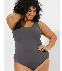 Torrid Sculpting Knit Double Scoop Body Suit Gray Women's 10 / Large