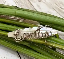 Vintage Mother of Pearl “Emelia” Name Plate Brooch