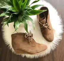 Dolce vita lace up suede wedge booties